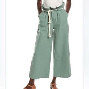 DRIFTWOOD DENIM‎ Vicki Linen-blend Pant Paper bag Green Aloe size 28 NWT